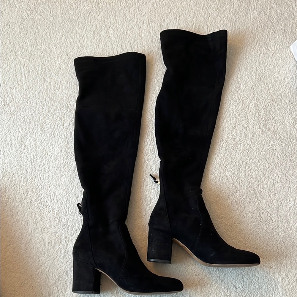Elegant Black Over-the-Knee Boots with Chunky Heel